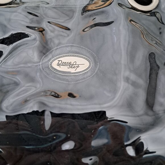 Donna Sharp Black Quilted Bag Purse w/ Detachable Plastic Cover Cheetah Lining - Picture 4 of 16